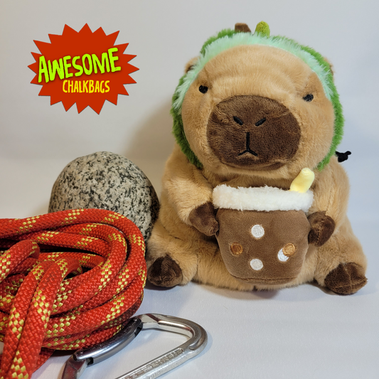 Avocado Boba Tea Capybara Rock Climbing Chalk Bag